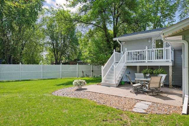 220 Willow Ln, Foley, MN 56329 - view of yard with stairway, a deck, and a patio area