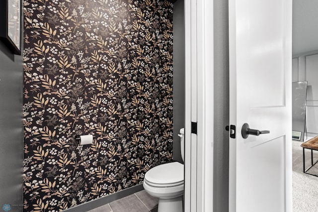 3682 Merrifield Dr S, Fargo, ND 58104 - bathroom featuring toilet, wallpapered walls, and tile patterned flooring