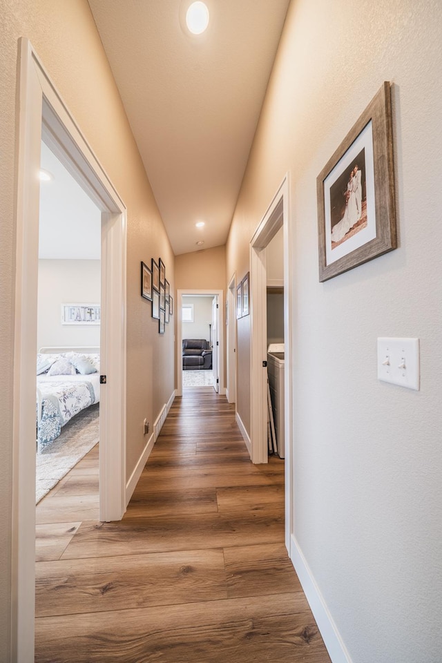 17292 Boyer Lake Rd, Lake Park, MN 56554 - hall featuring recessed lighting, baseboards, and wood finished floors