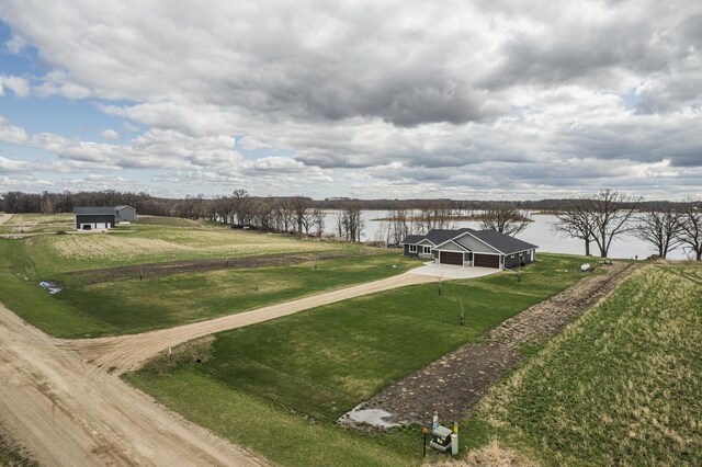 17292 Boyer Lake Rd, Lake Park, MN 56554 - view of property's community featuring a yard, a water view, and driveway