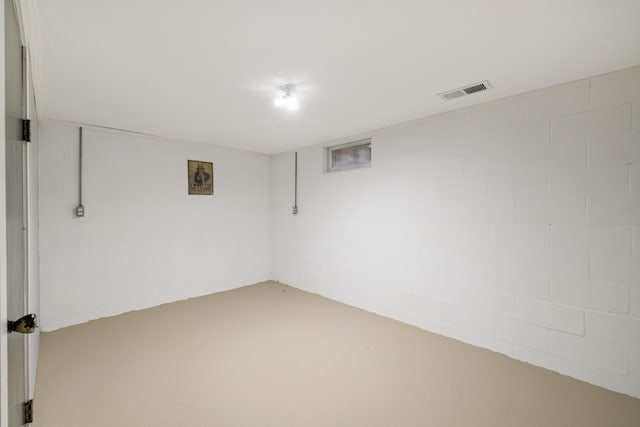 finished below grade area with visible vents