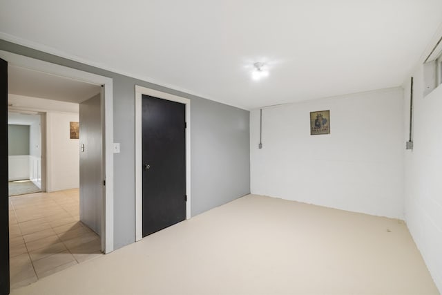 view of finished basement