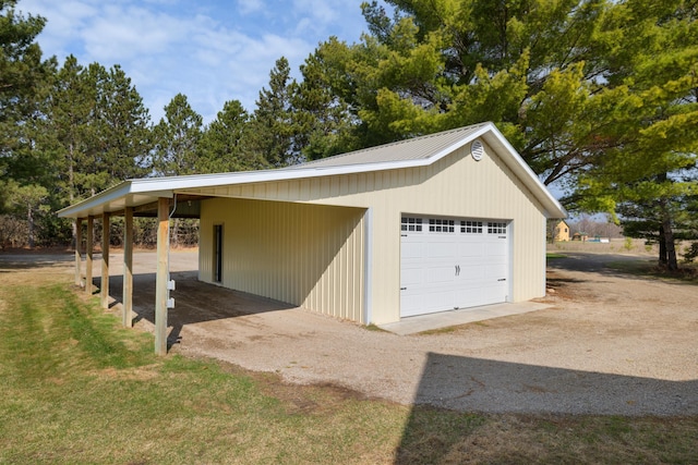exterior space with a garage
