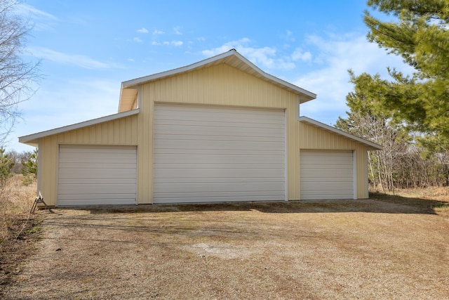 view of detached garage