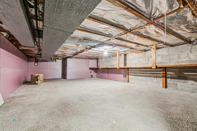 view of unfinished basement