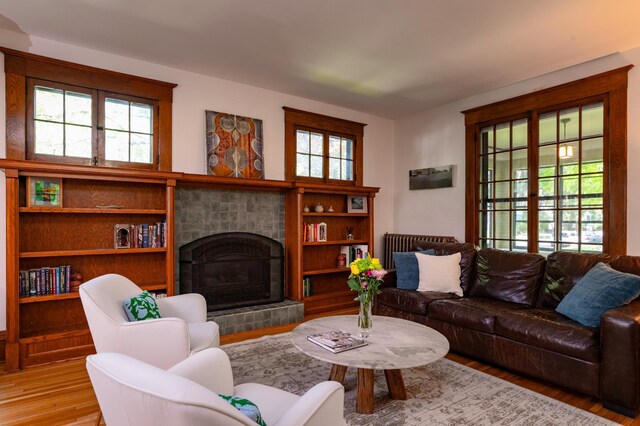 1043 Lincoln Ave, Saint Paul, MN 55105 - living room with wood finished floors, plenty of natural light, and a tile fireplace
