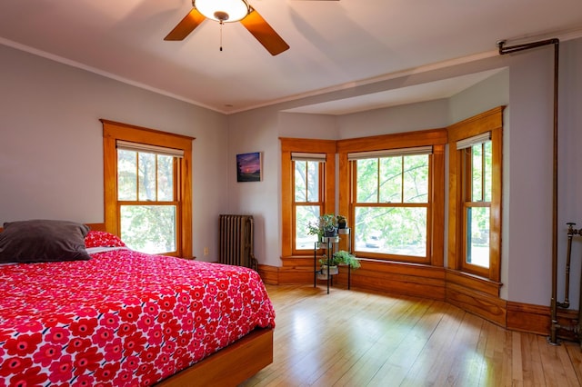 1043 Lincoln Ave, Saint Paul, MN 55105 - bedroom with radiator, multiple windows, hardwood / wood-style floors, and ornamental molding
