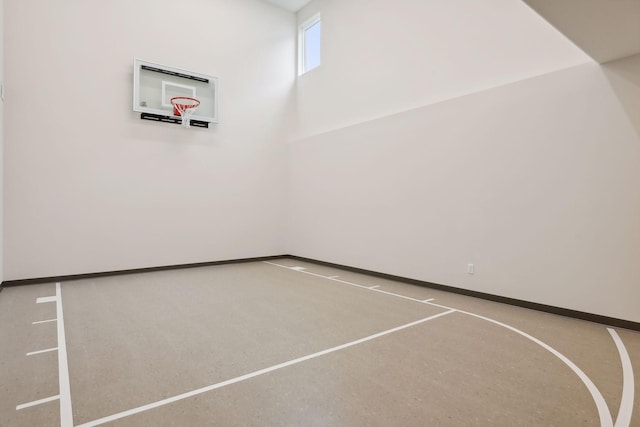 view of basketball court with basketball hoop