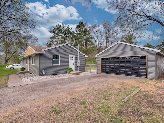 view of detached garage