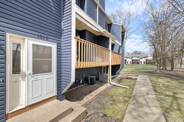property entrance with central air condition unit