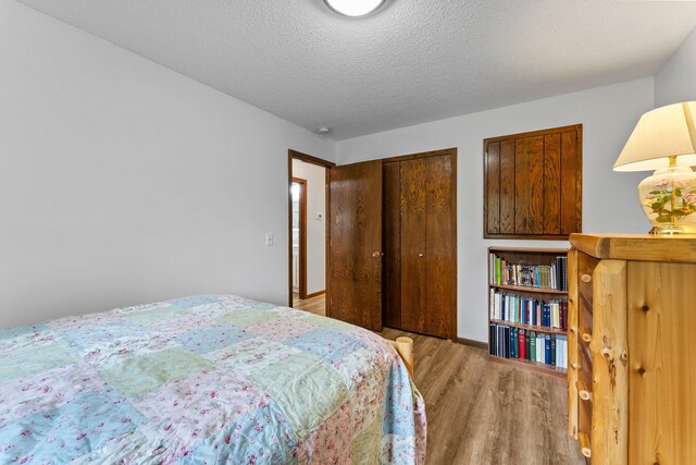 216 Richard Ave SE, Isanti, MN 55040 - bedroom with wood finished floors, a closet, and a textured ceiling