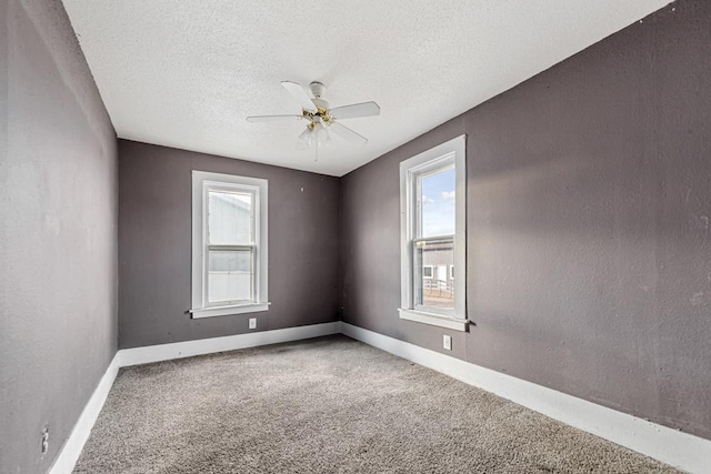 107 6th Ave SE, Waseca, MN 56093 - empty room featuring carpet floors, ceiling fan, baseboards, and a textured ceiling