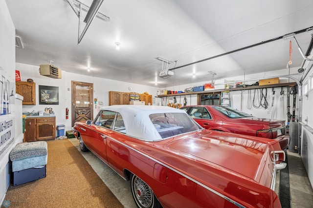 garage with a garage door opener