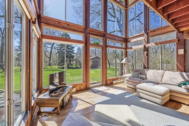 sunroom with baseboard heating