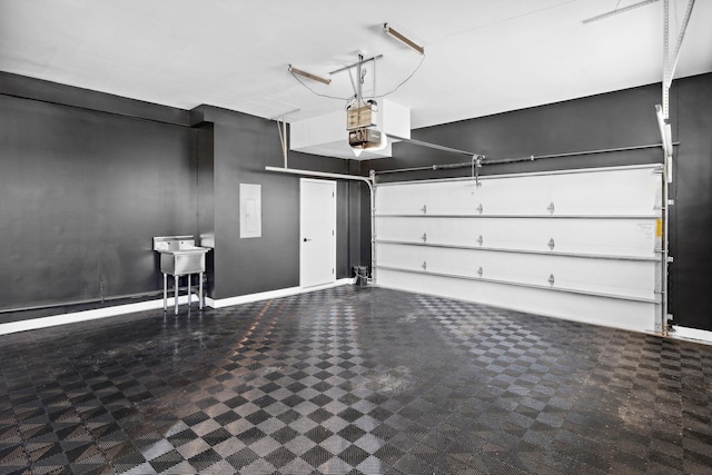 garage with a garage door opener
