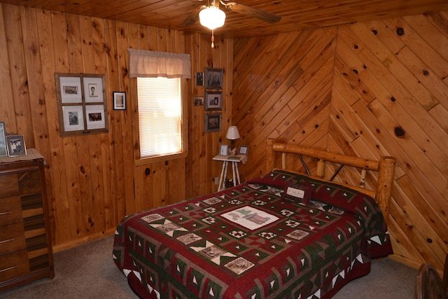 30472 Lightning Pass Unit 1, Turtle Creek Twp, MN 56443 - bedroom with wood walls, wooden ceiling, and carpet