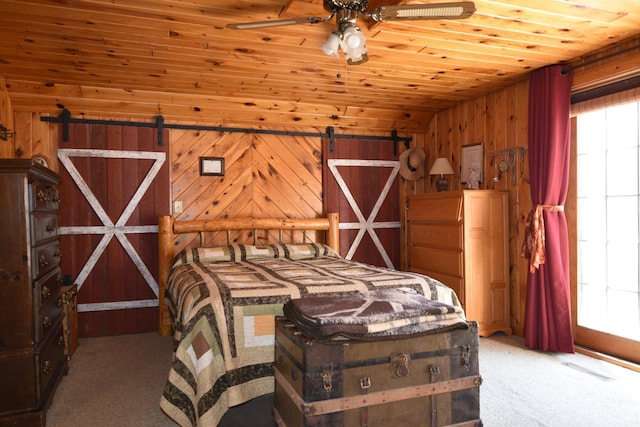 30472 Lightning Pass Unit 1, Turtle Creek Twp, MN 56443 - bedroom featuring multiple windows, a barn door, and light colored carpet