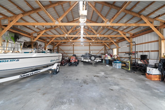 garage featuring metal wall