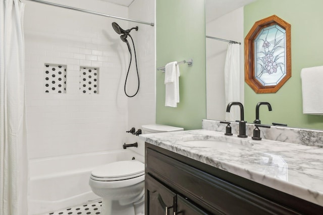1055 Nelson Dr, Shoreview, MN 55126 - bathroom featuring vanity, toilet, and shower / bath combination with curtain