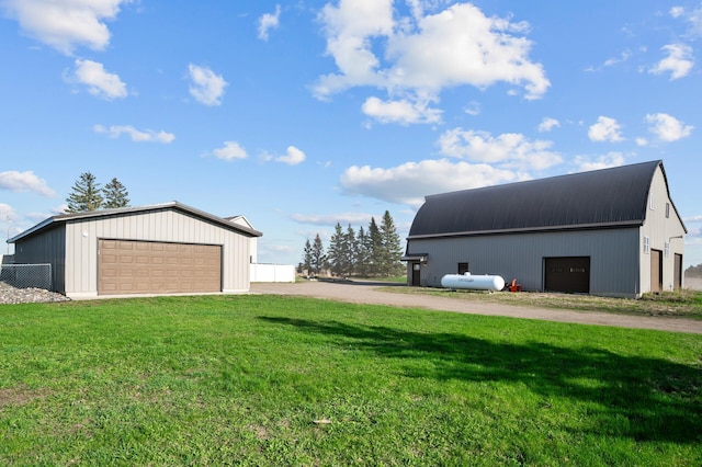 view of detached garage