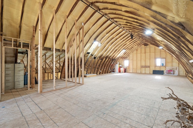 view of unfinished attic