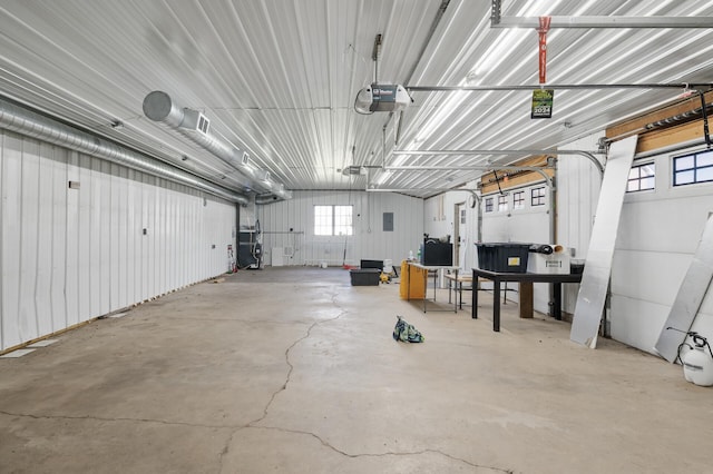 garage with a garage door opener