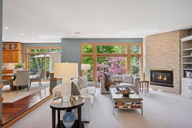 4970 Yuma Ct N, Plymouth, MN 55446 - living area with a fireplace and recessed lighting