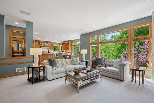 4970 Yuma Ct N, Plymouth, MN 55446 - living area featuring light colored carpet, recessed lighting, and baseboards