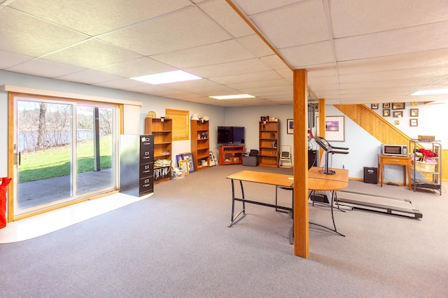 interior space with a drop ceiling