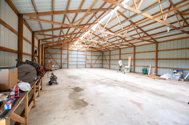 garage with metal wall