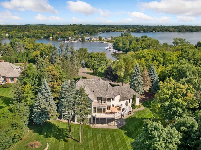 1510 Green Trees Rd, Orono, MN 55391 - aerial view of property and surrounding area featuring a nearby body of water and a heavily wooded area