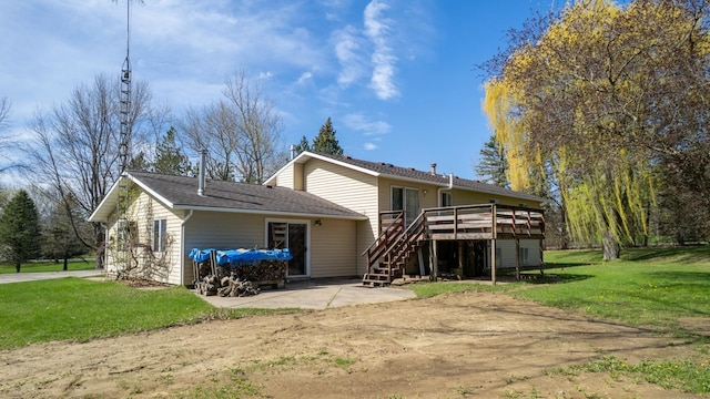 5904 Country View Ct NW, Rochester, MN 55901 - rear view of property featuring stairs, a deck, a yard, and a patio area