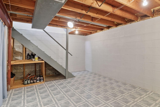 unfinished below grade area with tile patterned floors