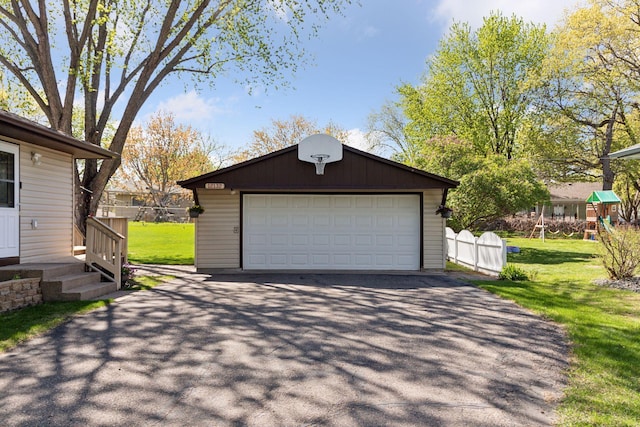 view of detached garage