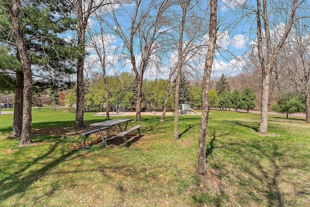 view of yard featuring playground community
