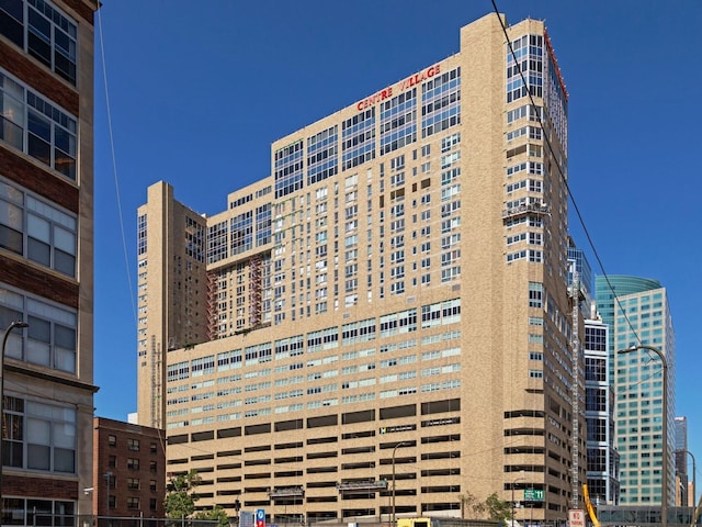 view of building exterior with a city view