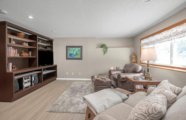 9967 Egret Blvd NW, Coon Rapids, MN 55433 - living area with a textured ceiling, baseboards, and light wood finished floors