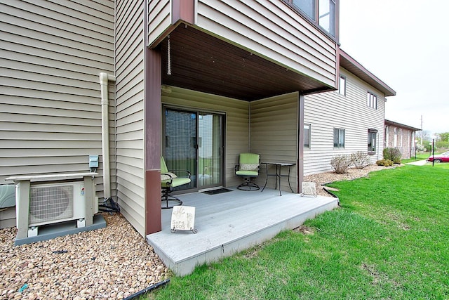 222 Sargent Dr Unit 102, Red Wing, MN 55066 - exterior space with a wooden deck and ac unit
