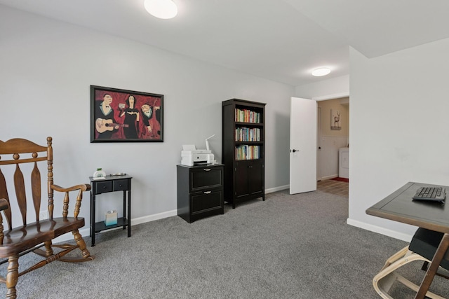 office space featuring carpet and baseboards