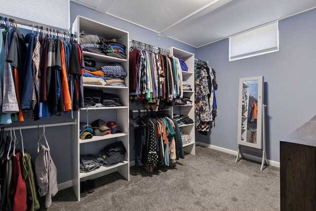spacious closet with carpet flooring