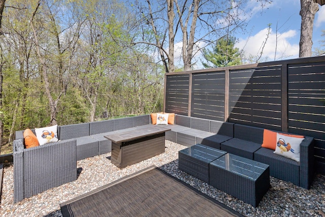 view of patio with an outdoor hangout area