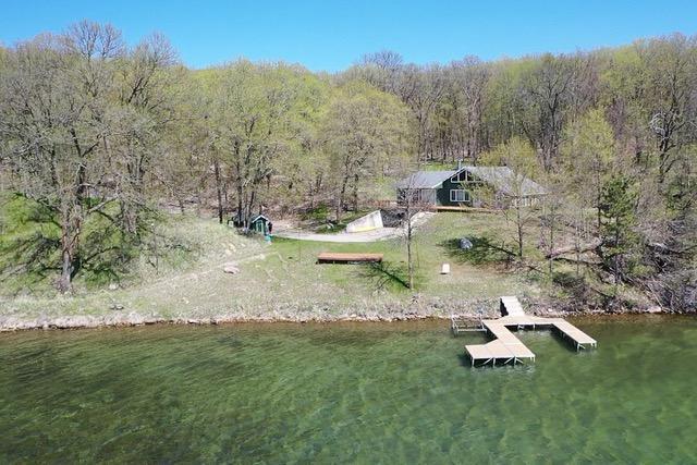 36018 504th St, Hobart Twp, MN 56544 - aerial view of property and surrounding area featuring a forest and a large body of water