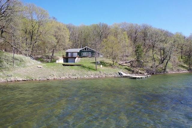 36018 504th St, Hobart Twp, MN 56544 - view from above of property featuring a nearby body of water and a heavily wooded area