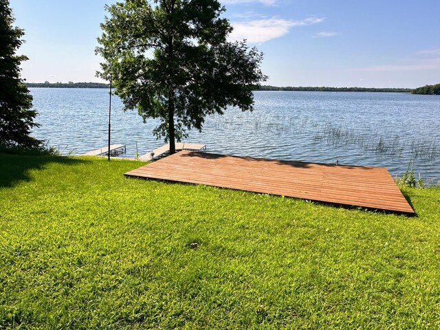 36018 504th St, Hobart Twp, MN 56544 - dock with a water view and a lawn