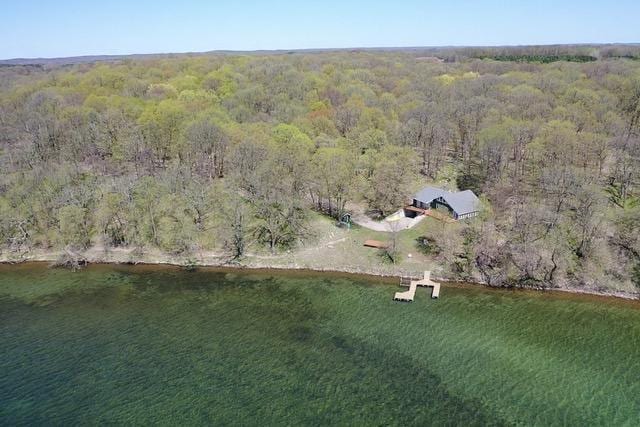 36018 504th St, Hobart Twp, MN 56544 - drone / aerial view of a heavily wooded area and a large body of water