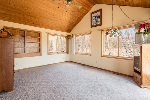 1844 Mount Carmel Dr NE, Alexandria, MN 56308 - interior space featuring wooden ceiling, carpet floors, a ceiling fan, and baseboards