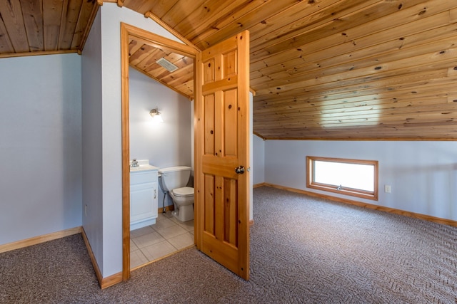 1844 Mount Carmel Dr NE, Alexandria, MN 56308 - bonus room featuring vaulted ceiling, light colored carpet, wood ceiling, and baseboards