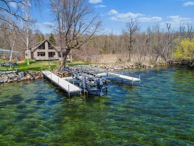1844 Mount Carmel Dr NE, Alexandria, MN 56308 - view of dock with a water view and a wooded view