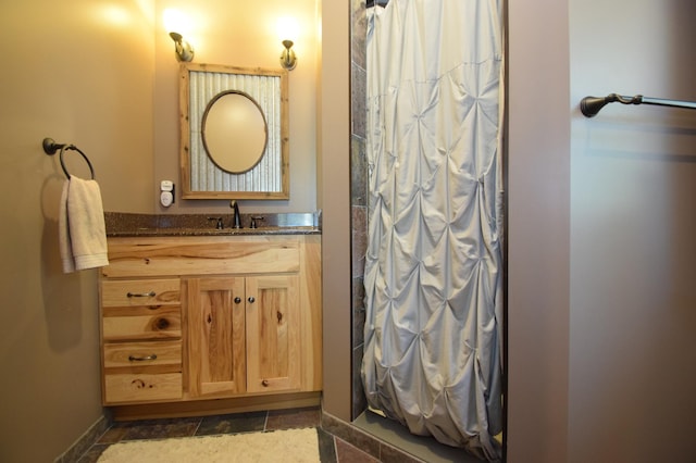 3585 Rigby Rd, Webster, WI 54893 - full bathroom with vanity and a shower with shower curtain