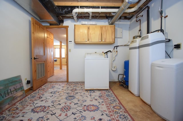 3585 Rigby Rd, Webster, WI 54893 - clothes washing area with visible vents, cabinet space, and washer and dryer